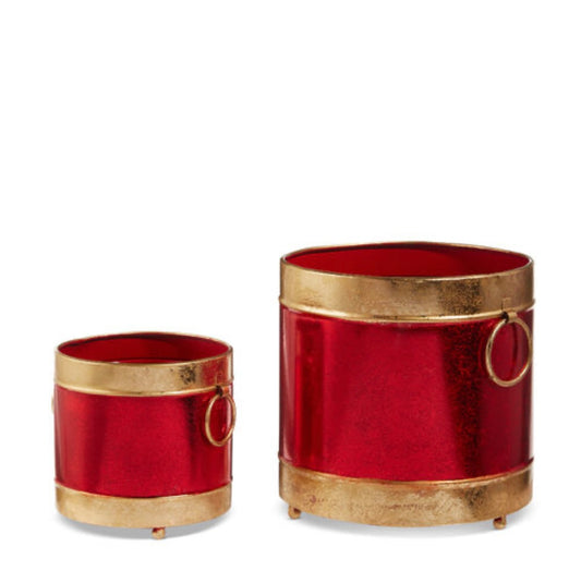 The Christmas Shoppe Red & Gold Metal Containers Set of 2 - OCTOBER ARRIVAL