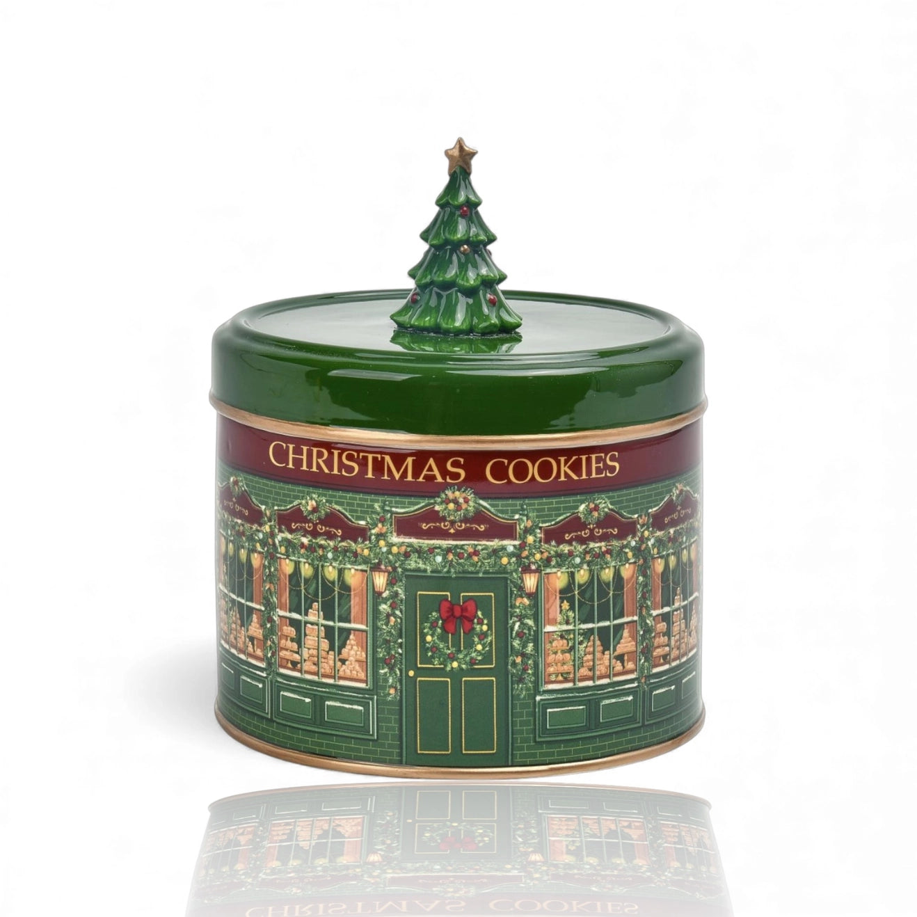 PRE ORDER - Green Christmas Cookies Tin With Tree - 2026 OCTOBER ARRIVAL