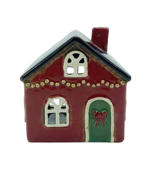 PRE ORDER - Christmas Pottery Tea Light House with String of Lights - 2026 SEPTEMBER ARRIVAL