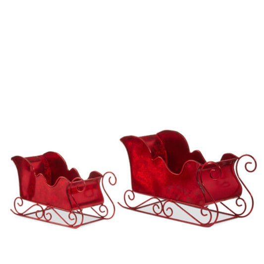 The Christmas Shoppe Red Metal Sleighs Set of 2 - OCTOBER ARRIVAL