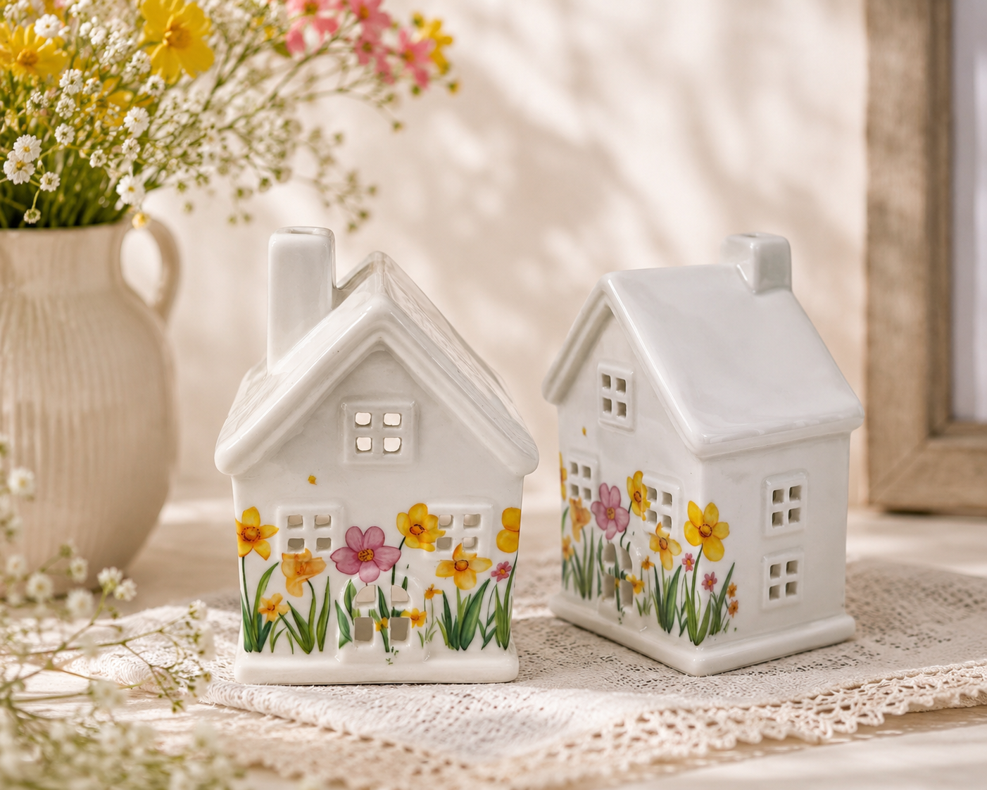 PRE ORDER - Small Daisy Lane Ceramic Tea light House - 2026 SEPTEMBER ARRIVAL