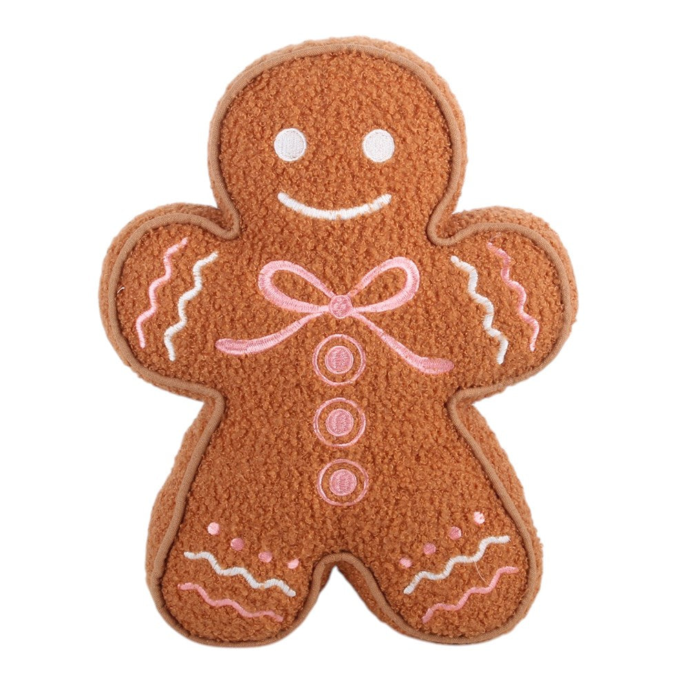 PRE ORDER - Sugarplum Bakery Pink Gingerbread Man Boucle Cushion - 2026 SEPTEMBER ARRIVAL