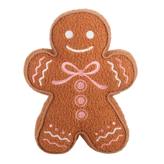 PRE ORDER - Sugarplum Bakery Pink Gingerbread Man Boucle Cushion - 2026 SEPTEMBER ARRIVAL