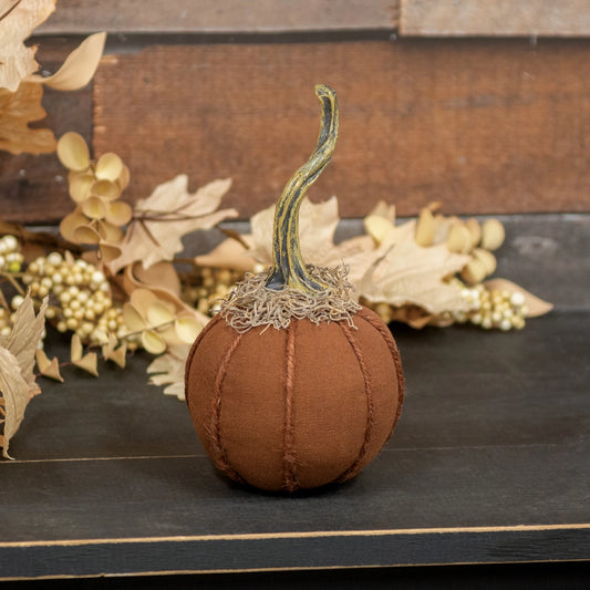 Small Stuffed Mossy Top Round Orange Pumpkin - JULY ARRIVAL