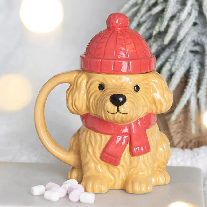 PRE ORDER - Christmas Winter Puppy Lidded Mug - 2026 SEPTEMBER ARRIVAL