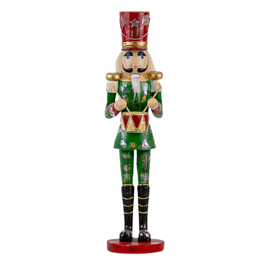 Fredrich Wooden Nutcracker Green/Red 46cm