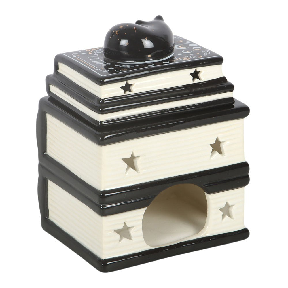 Black Cat Ceramic Book Stack Oil Burner