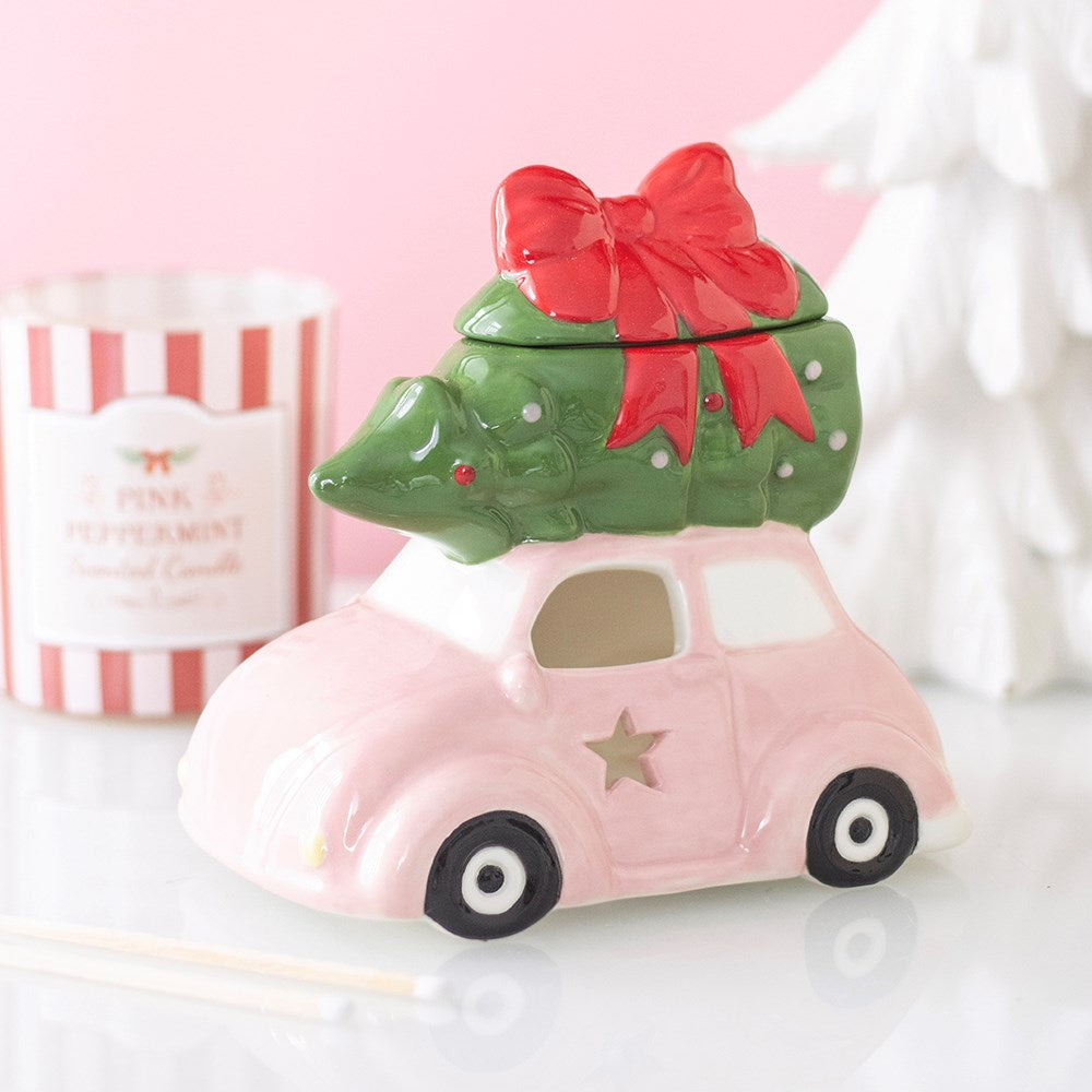 PRE ORDER - Pink CeramicCar with Christmas Tree Oil Burner - 2026 SEPTEMBER ARRIVAL