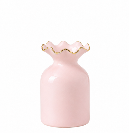 PRE ORDER - Pink Ceramic Flower Vase With Gold Detail 🩷 - 2026 OCTOBER ARRIVAL