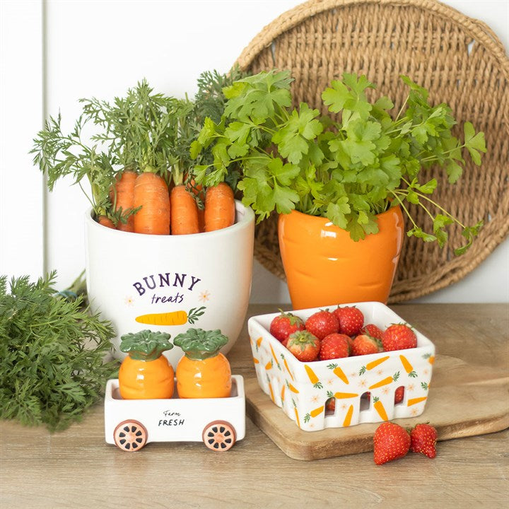 Easter Carrot Patch Salt and Pepper Shakers in Wagon