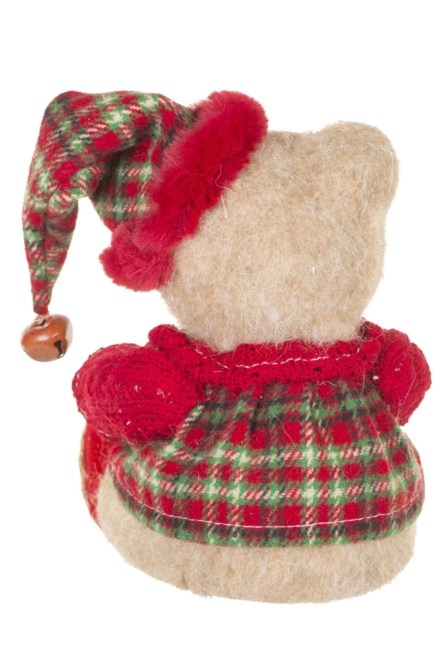 Sitting Light Brown Plaid Christmas Bear Boy - 2026 SEPTEMBER ARRIVAL