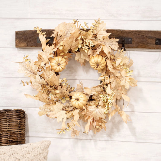 Natural Fall Leaves, Berry Clusters & Eucalyptus Wreath