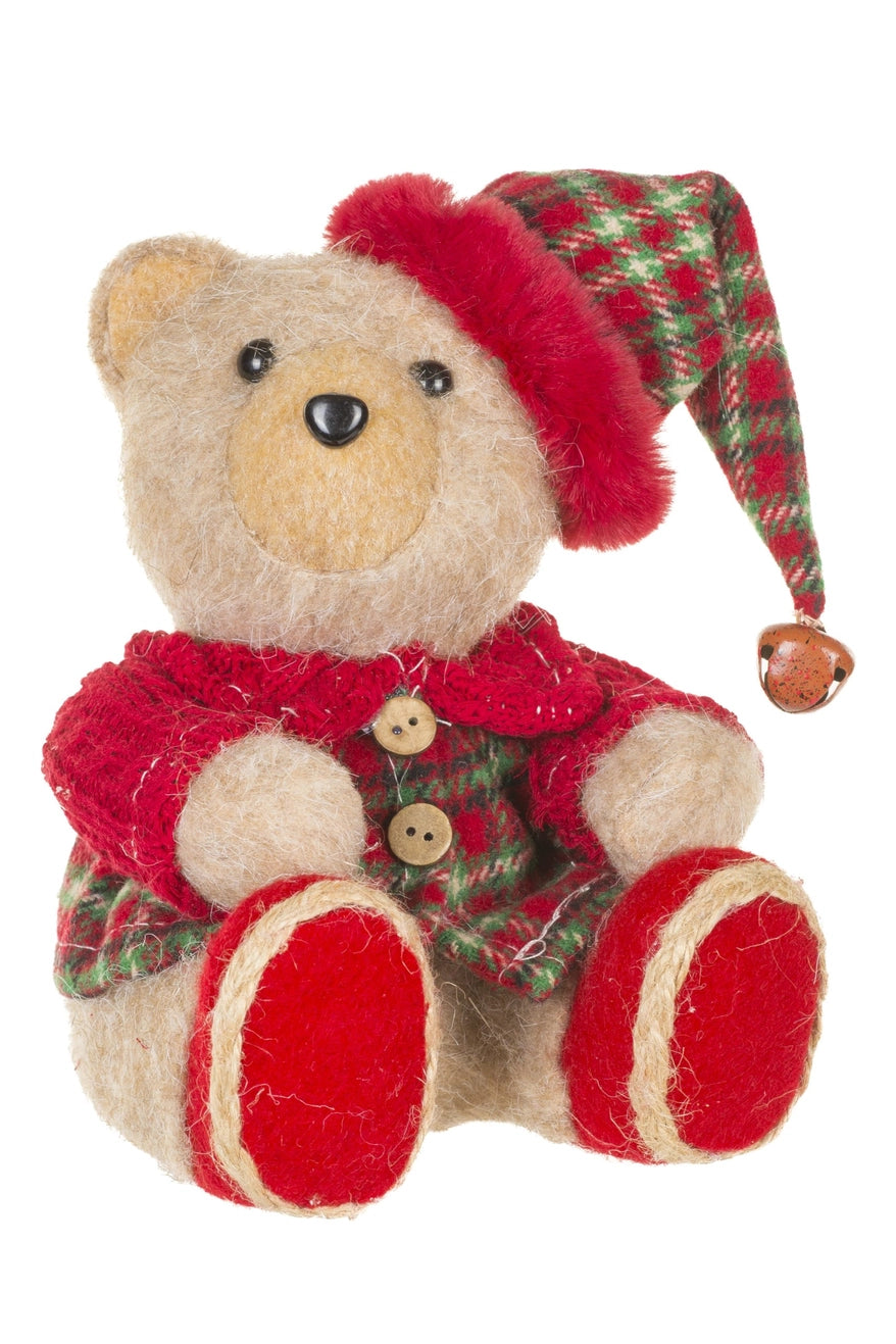 Sitting Light Brown Plaid Christmas Bear Boy - 2026 SEPTEMBER ARRIVAL