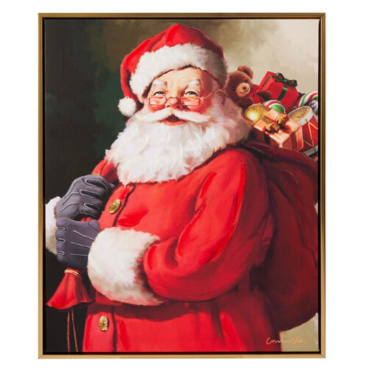 OCTOBER ARRIVAL- The Christmas Shoppe Santa Jolly Delivery Wooden Framed Wall Art