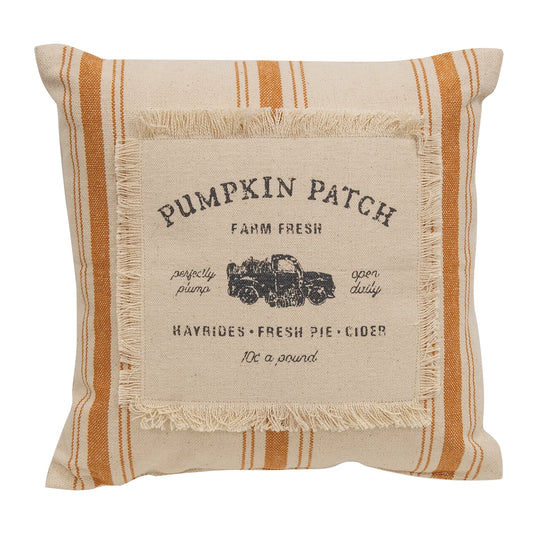 Pumpkin Patch Orange Ticking Stripe Pillow