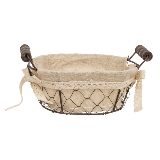 PRE ORDER - Fabric Lined Chicken Wire Basket With Handles  - 2026 NOVEMBER ARRIVAL