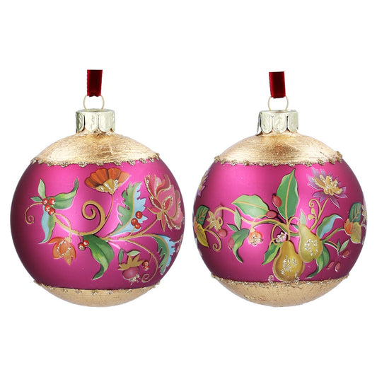 Glass Plum Floribunda Bauble Assorted - 2026 LATE OCTOBER ARRIVAL