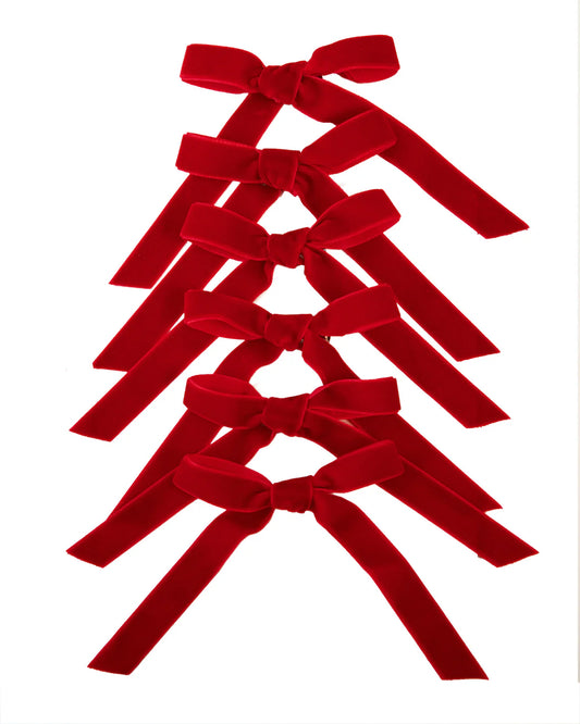 Red Velvet Christmas Bows Set of 6 - SEPTEMBER ARRIVAL