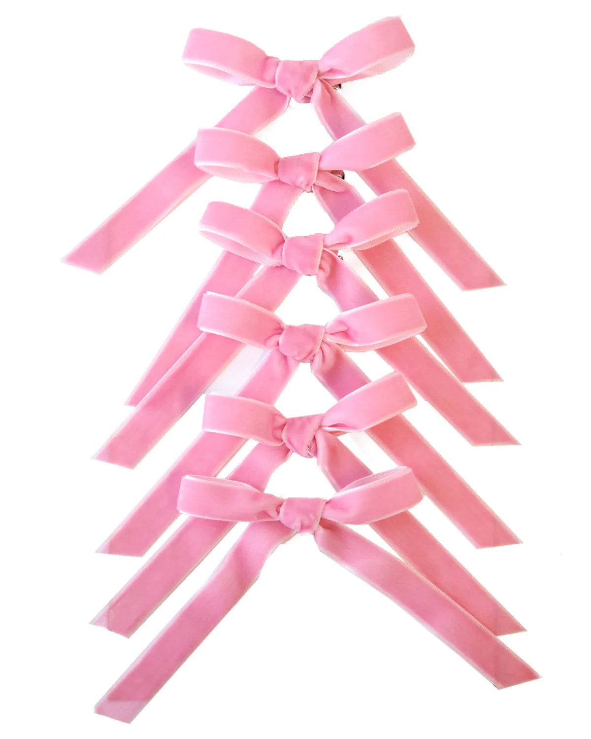 Pink Velvet Christmas Clip Bows Set of 6 - SEPTEMBER ARRIVAL