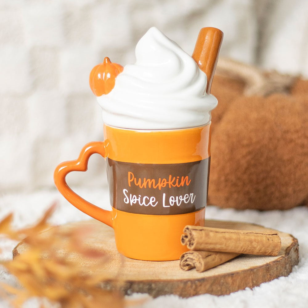 Fall Pumpkin Spice Latte Lidded Mug - MID MAY ARRIVAL