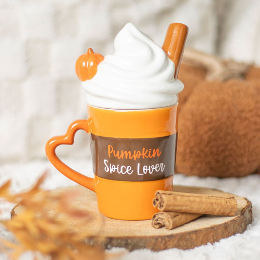 Fall Pumpkin Spice Latte Lidded Mug - MID MAY ARRIVAL