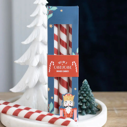 Candy Cane Stripe Taper Candles set of 3