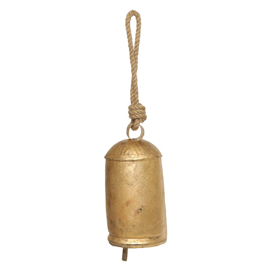 Rustic Gold Metal Bell Hanging 25cm