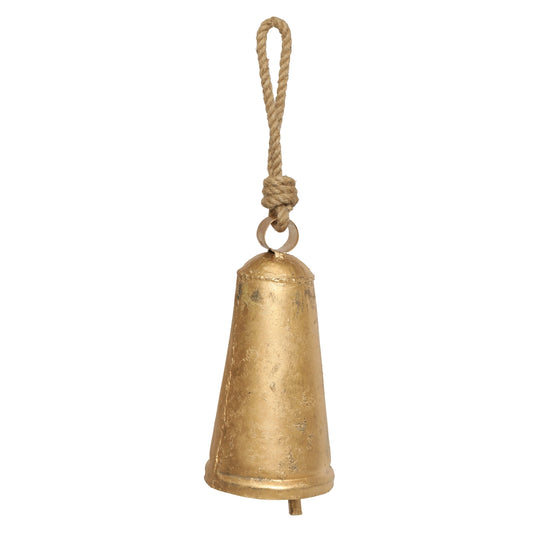 Rustic Gold Metal Bell Hanging 28cm