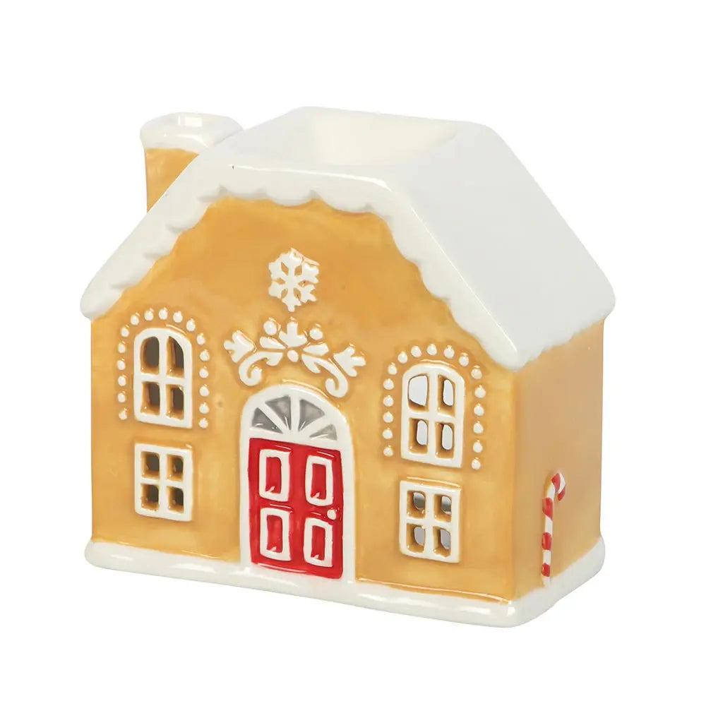 Ceramic Candy Cane Gingerbread House Oil Burner