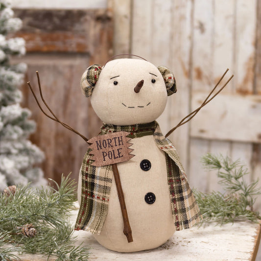 North Pole Primitive Snowman Doll 30cm