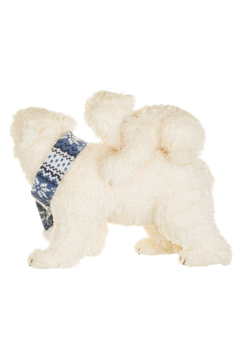 White Mum & Cub Polar Bear Figurine with Blue Knitted Scarf - AUGUST ARRIVAL